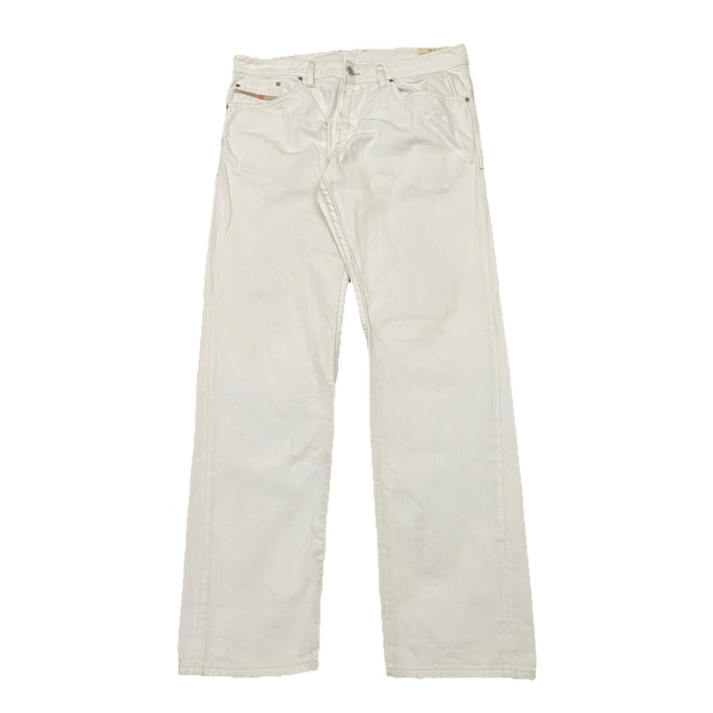 Diesel Braddom Button Fly Jeans Mens 36x32 White Regular Slim Carrot Wash 008QU